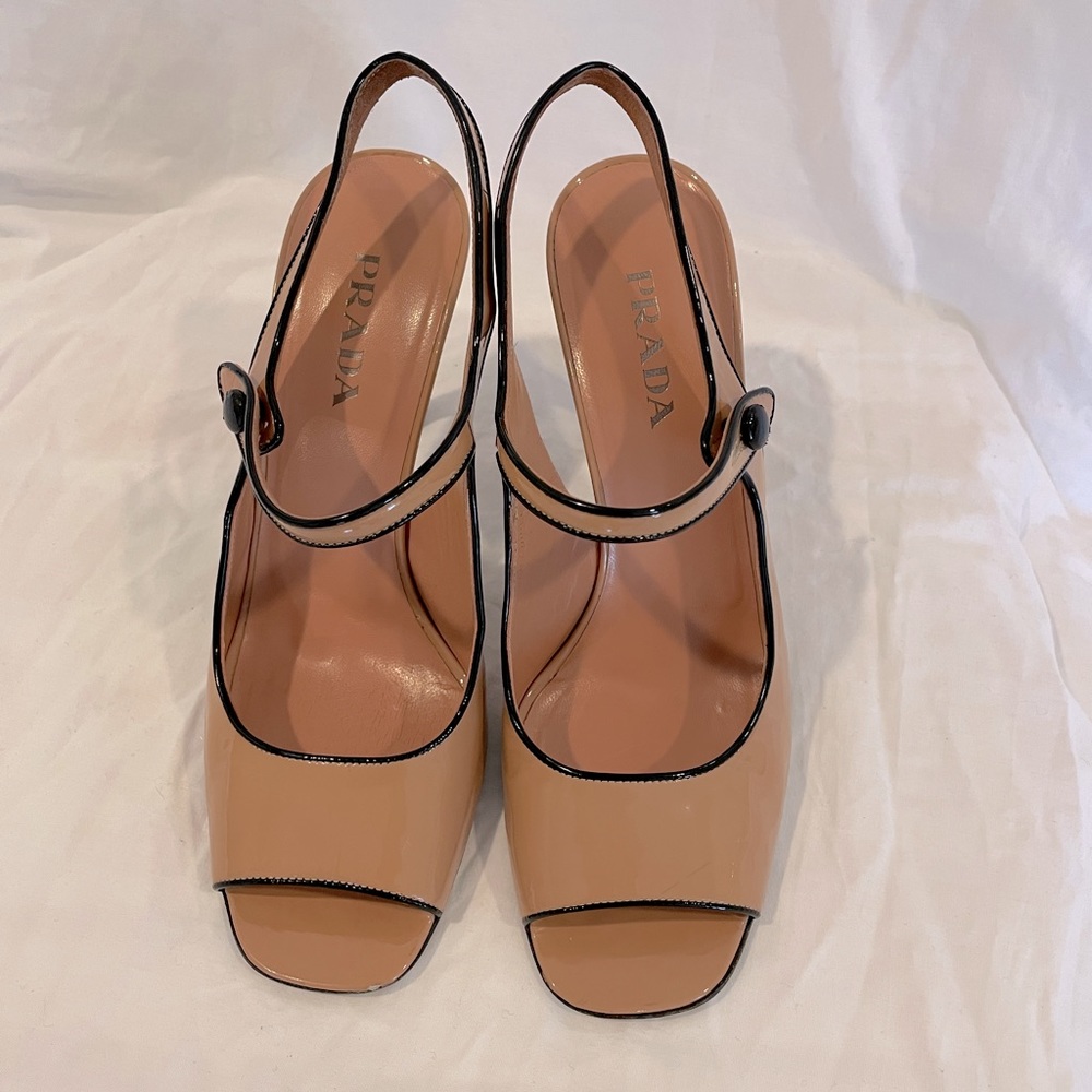 Prada Maryjane Sandals (pink w/ black trim)